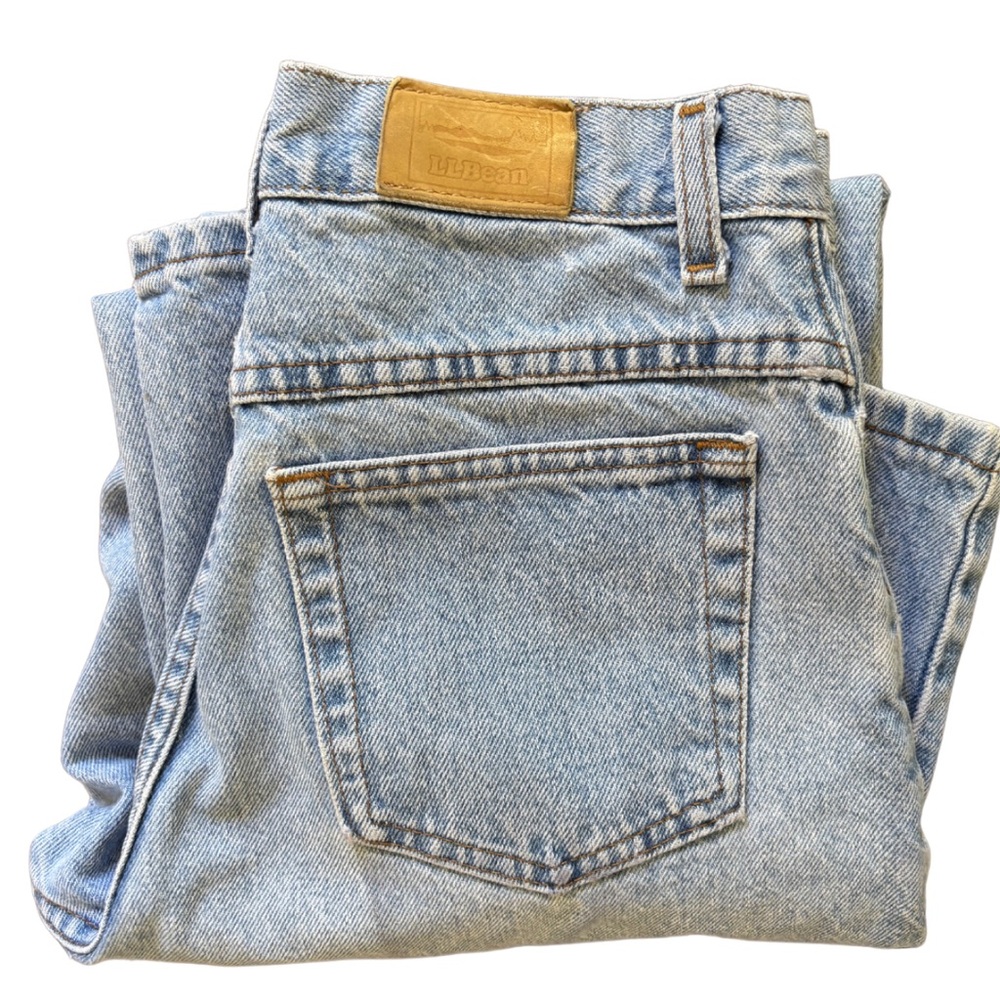 Vintage LL Bean Light Wash Blue Jeans with Leather Patch - 26” - 27” Waist